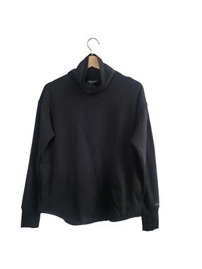 EDDIE Bauer Womens Cowl Neck Long Sleeve Top Sz S Black Relaxed Fit Minimalist